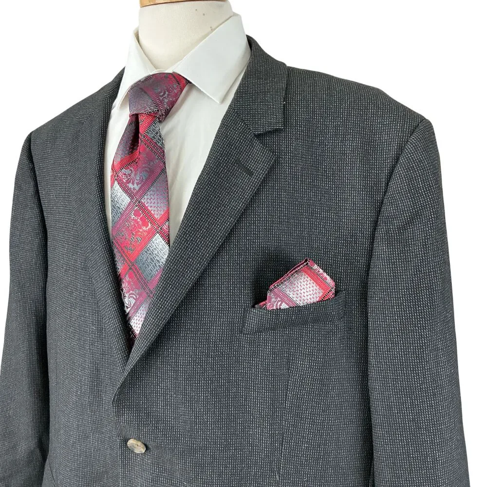 Indochino Blazer 52R Black Speckled Wool Silk Sport Coat Old Money Luxe Jacket